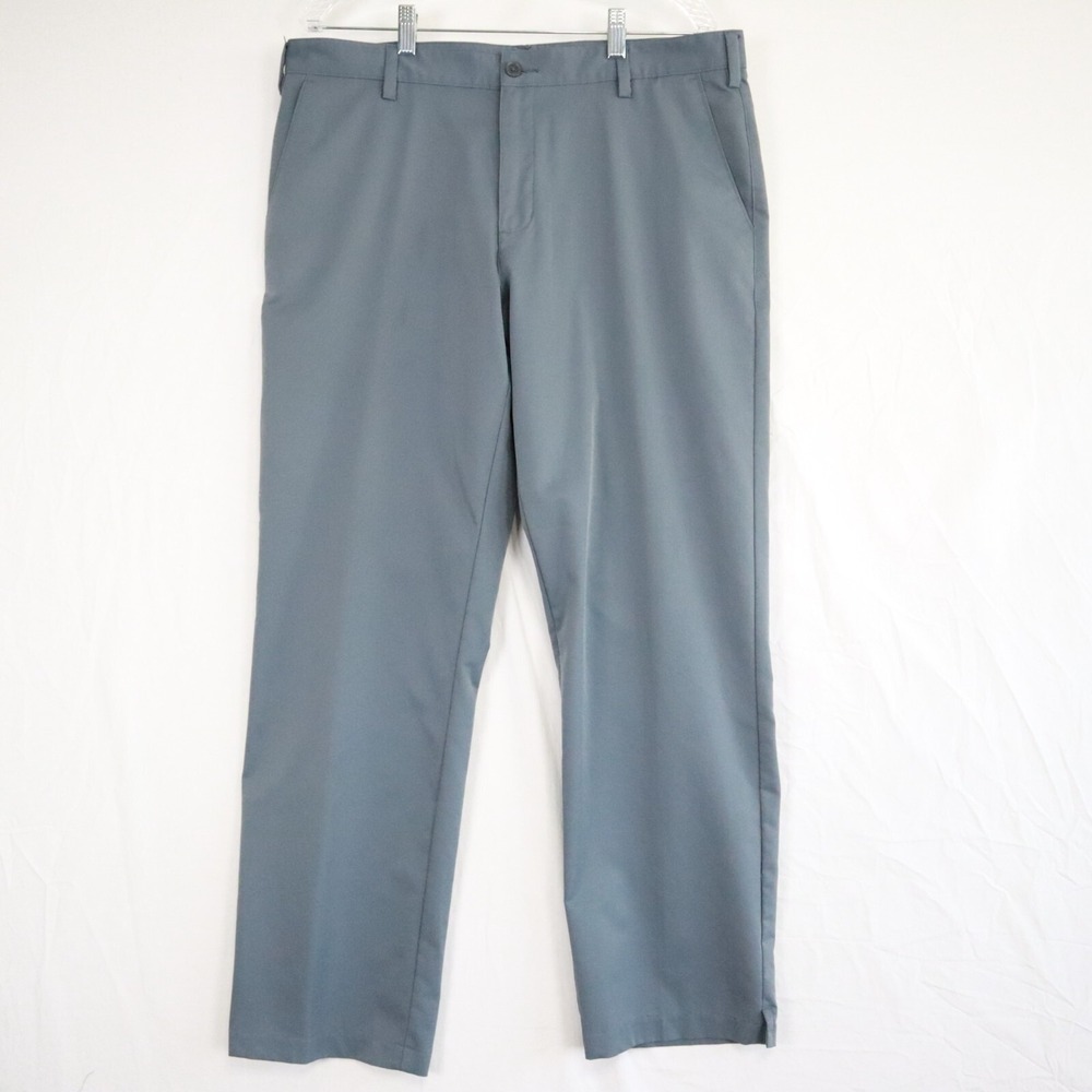 Adidas Golf Pants Mens 36x30 Performance Chino Slacks Casual Flat Front Gray